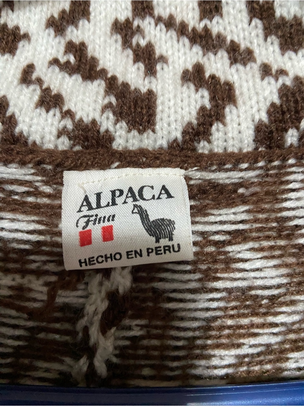 Alpha wool Brown & Cream Knit Button-Front Cape/Cardigan size L/XL - Picture 4 of 11